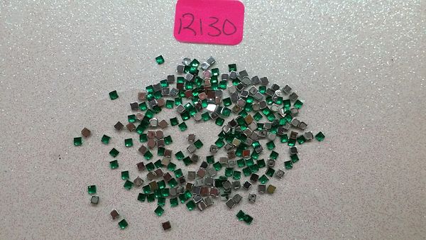 Rhinestone #R130 (2 mm dark green square rhinestone)