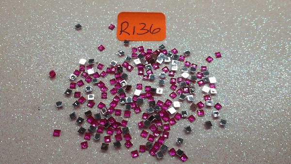 Rhinestone #R136 (2 mm hot pink square rhinestone)