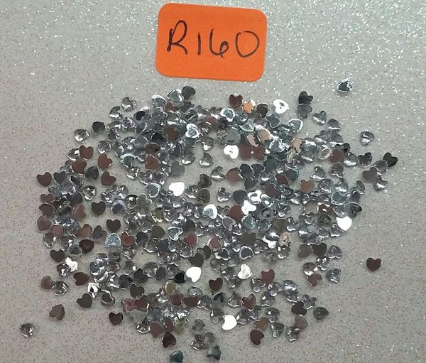 Rhinestone #R160 (silver heart rhinestone)(One pack)