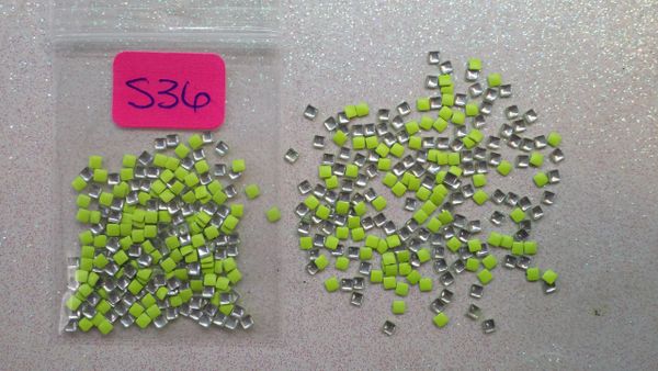 Stud #36- S36 (1 mm neon lime green square stud)