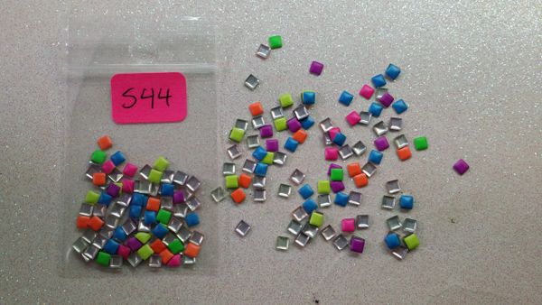 Stud #44 -S44 (mixed neon square stud)