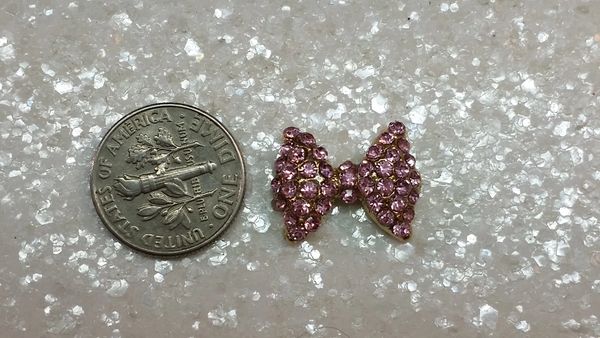 3D Bow #51 (large pink rhinestone bow)(pack of 2)