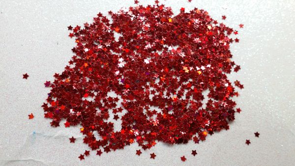 IN36 Fire Red 1/8th Star Glitter Insert (1.5 gr baggie)