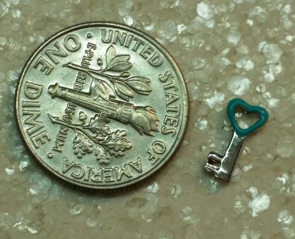 Charm #17 - Blue Heart Key (Perfect For Floating Lockets,, Nail Decoration & Crafts) (one piece)