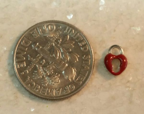 Charm #18 - Red Heart Lock (Perfect For Floating Lockets,, Nail Decoration & Crafts)