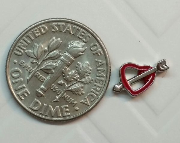 Charm #19 - Red Heart with Arrow (Perfect For Floating Lockets,, Nail Decoration & Crafts)