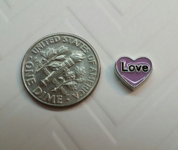 Charm #24 - Purple Heart with Love (Perfect For Floating Lockets,, Nail Decoration & Crafts)