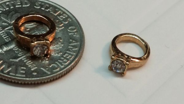 Charm #25 - Gold Ring with Rhinestone Center (Perfect For Floating Lockets,, Nail Decoration & Crafts)