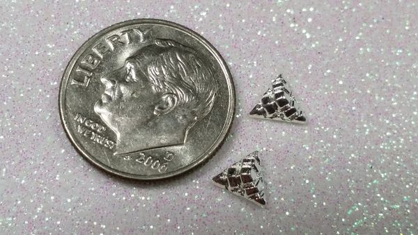 3D Charm #10 Silver 5mm Triangle Pyramid Stud (pack of 2) from The Glitter Palace
