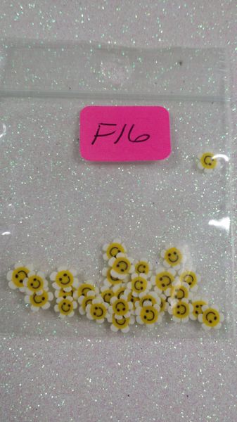 F16 Yellow Daisy Circle Smiley Face Sliced Femo Insert