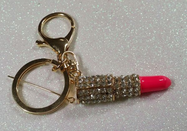 Rhinestone Lipstick Keychain