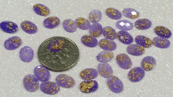 EMB Stone #2 Purple & Gold Acrylic Stone (Pack of 6)