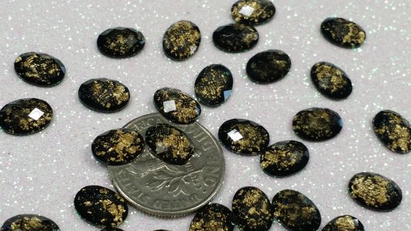 EMB Stone #6 Black & Gold Acrylic Stone (Pack of 6)