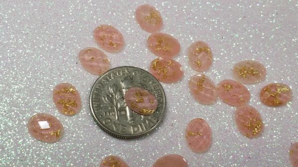 EMB Stone #5 Light Pink & Gold Acrylic Stone (Pack of 6) from The Glitter Palace