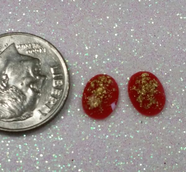 EMB Stone #10 Red & Gold Acrylic Stone (Pack of 6)