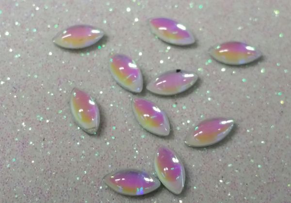 EMB #7 White Iridescent Stone (pack of 10)