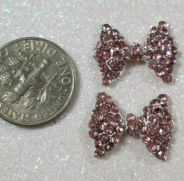 3D Bow #67 (large pink rhinestone bow)(pack of 2)