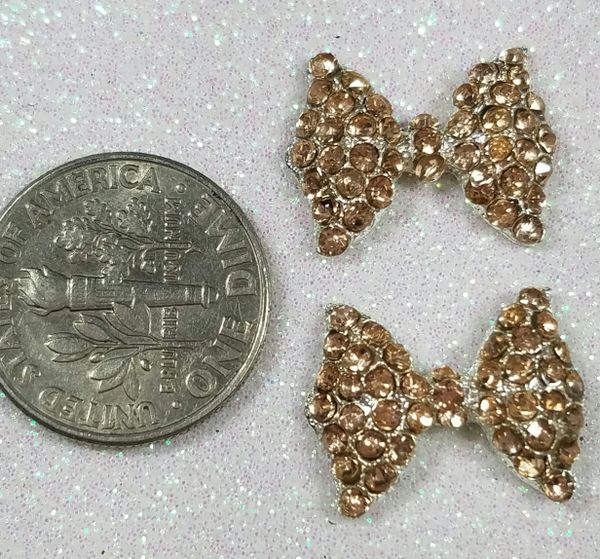 3D Bow #68 (large gold rhinestone bow)(pack of 2)