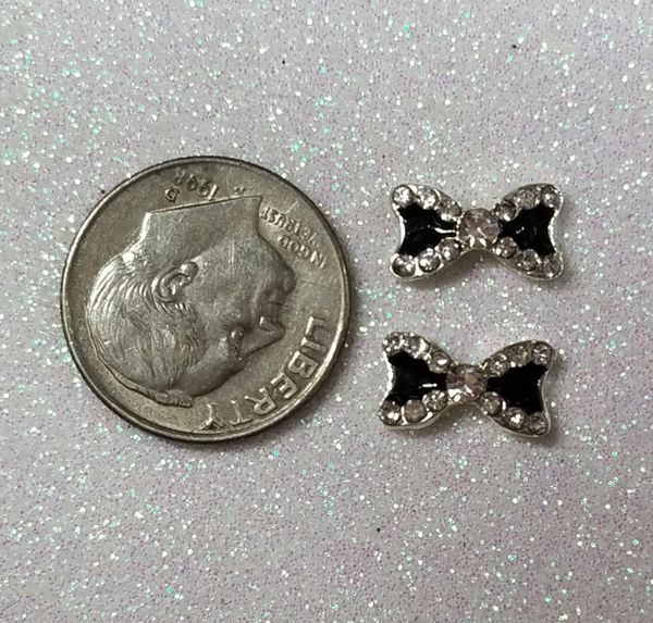 3D Bow #72 (black with rhinestones)(pack of 2)