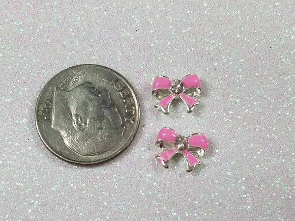 3D Bow #74 Pink Bow with Rhinestones (pack of 2)
