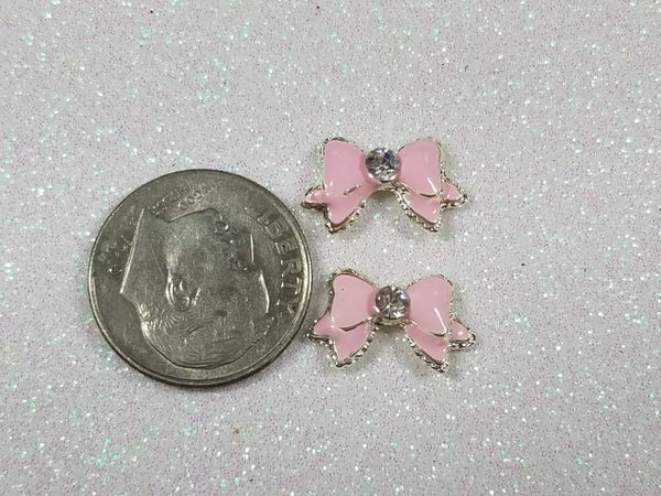 3D Bow #73 Pink Bow with Rhinestones (pack of 2)