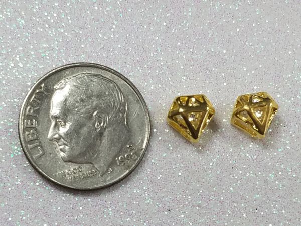 3D Charm #18 Gold Diamond with Rhinestones (pack of 2)