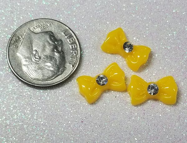 Bow #84 Yellow Bow with a rhinestone (pack of 3)