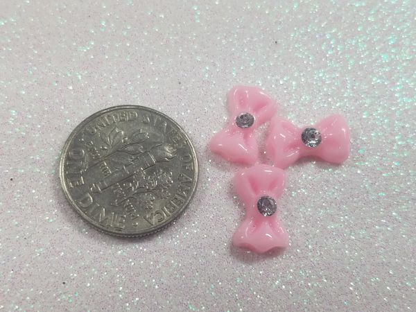 Bow #86 Pink Bow with a rhinestone (pack of 3)