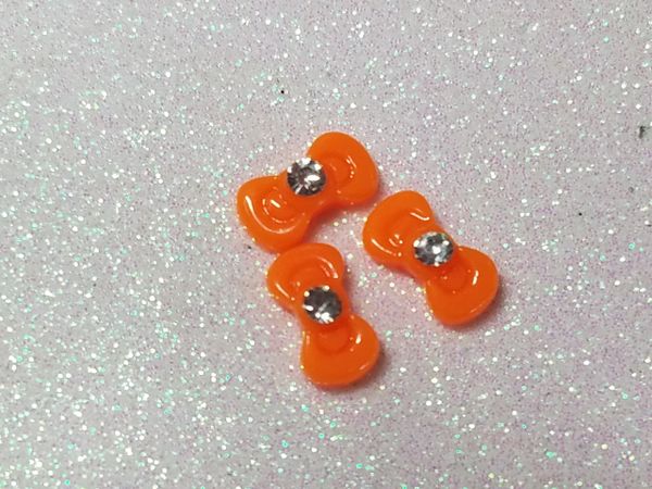 Bow #89 Orange Bow with a rhinestone (pack of 3)