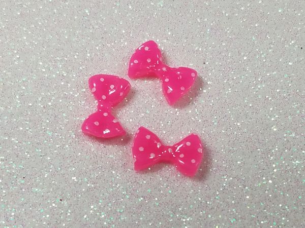 Bow #92 Pink & White Polka Dot Bow (pack of 3)