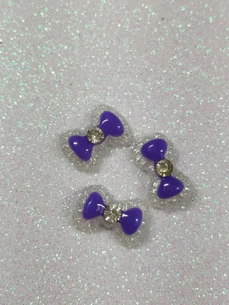 Bow #104 Purple Bow with a rhinestone (pack of 3)