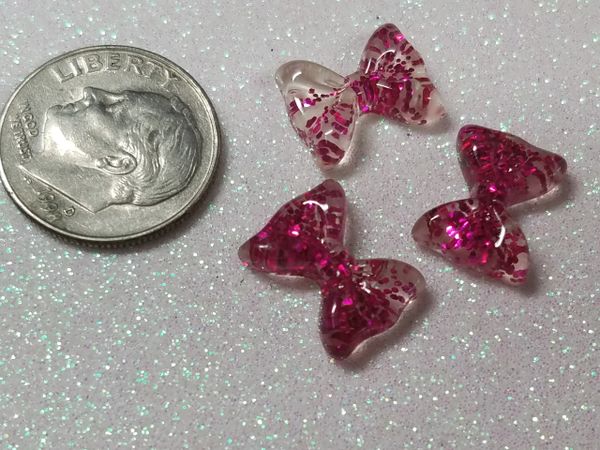 Bow #106 Pink Glitter Bow (pack of 3)