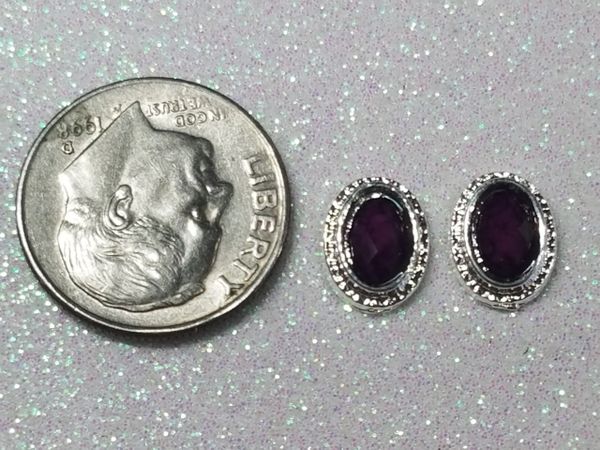 3D Charm #26 Silver Charm with Dark Purple Stone (pack of 2)