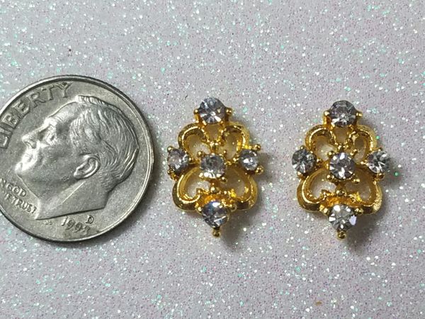 3D Charm #26 Gold Charm with Rhinestones (pack of 2)