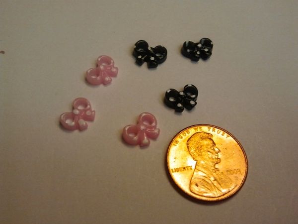 3D Bow #7 Pink or Black polka dot (pack of three)