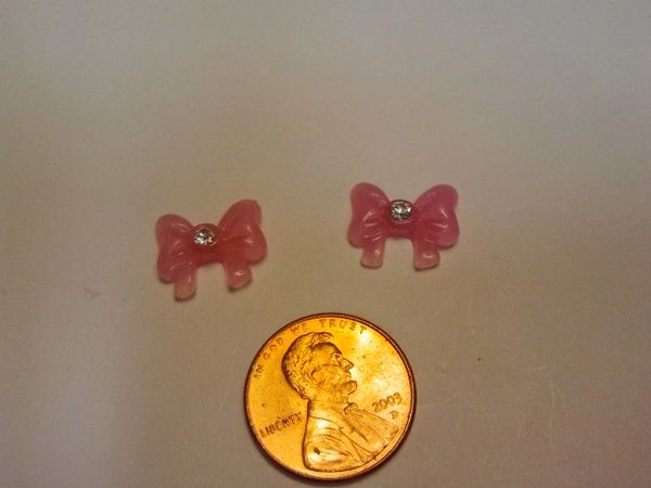 3D Bow #8 Pink bow with rhinestone (pack of three)