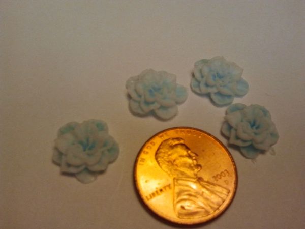 3D Flower #2 Blue rubber flower charm (pack of three)