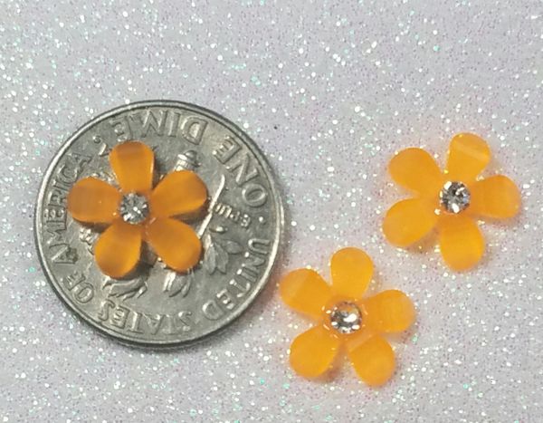 3D Flower #16 Orange with a Rhinestone (pack of 3)