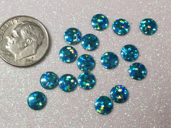 Stud #75- S75 (Holographic Blue round stud)