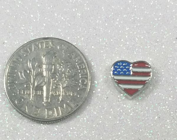 Charm #35 Heart with American Flag Charm