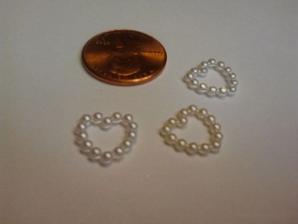 3D Heart #3, pearl nail charm (pack of 3)