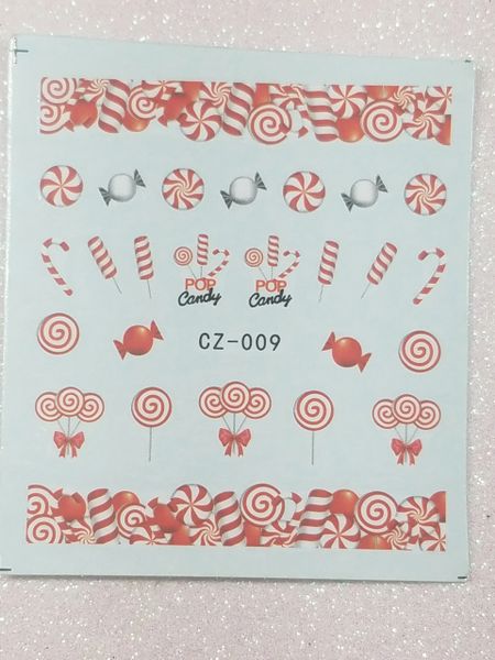 Water Slide Decal (CZ009) Candy Cane