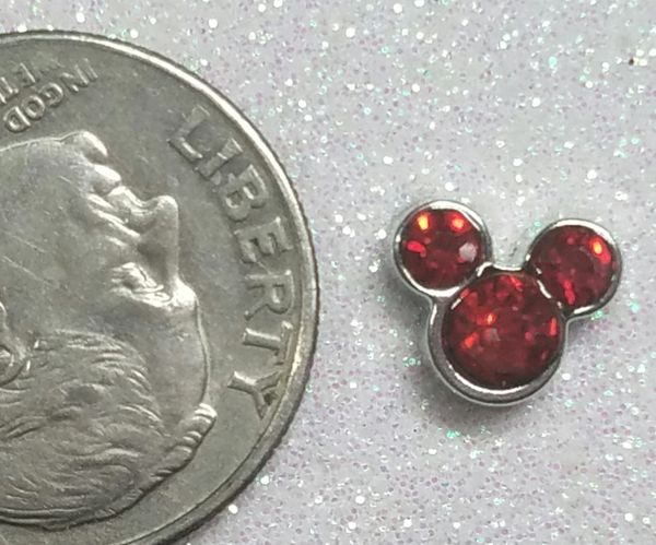 Charm #FL65- Red Rhinestones Mickey Head (1piece)(perfect for nails, or living & floating lockets)