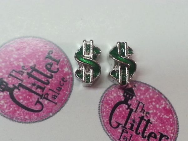 Charm #FL67- Green Dollar Sign (1piece)(perfect for nails, or living & floating lockets)
