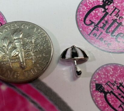 Charm #FL84 - Black & White Umbrella (1piece)(perfect for nails, or living & floating lockets)