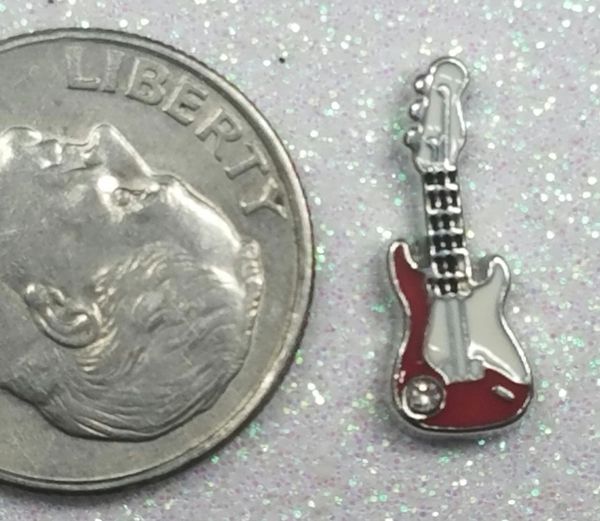 Charm #FL77 - Red Guitar (1 piece)(perfect for nails, or living & floating lockets)