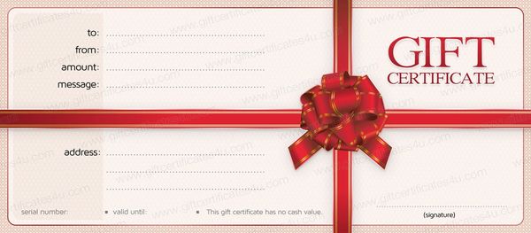 Gift Certificate in 6 different Values