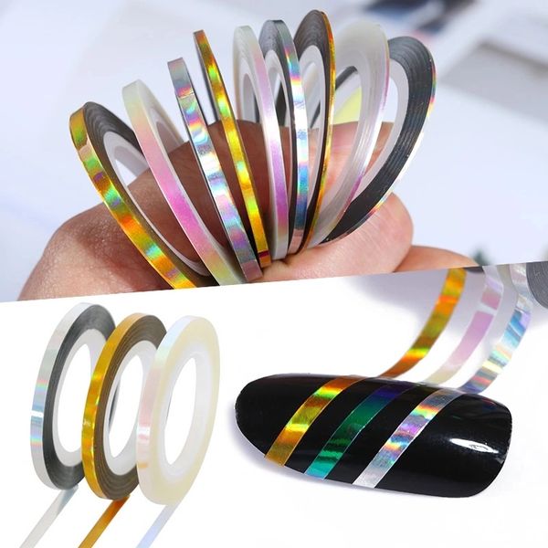 2 mm Holograpic Striping Tape (3 rolls, gold, silver & irridescent)