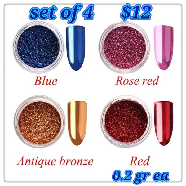 Set of 4 Chrome Powders (0.2 gr each)(red, blue, bronze, pink)