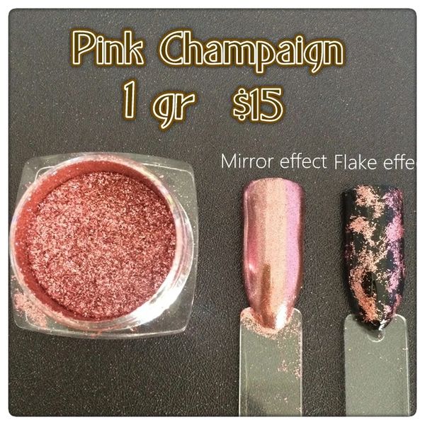 Pink Champagne Mirror Effect Chrome Flakes (1 gr)